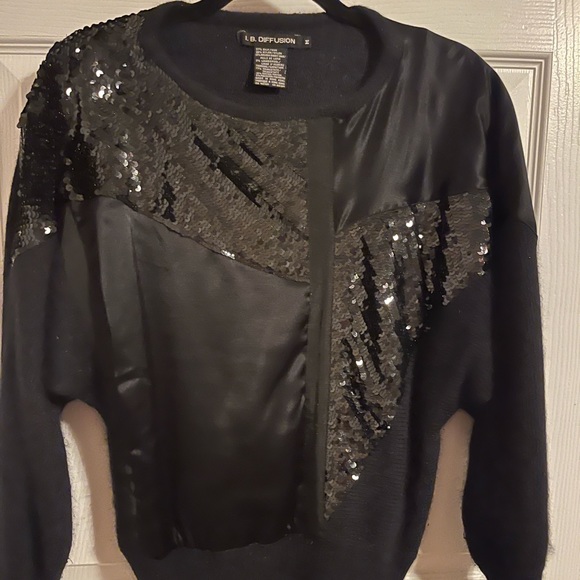 Sz M Black Sequined Sweater - Picture 1 of 5